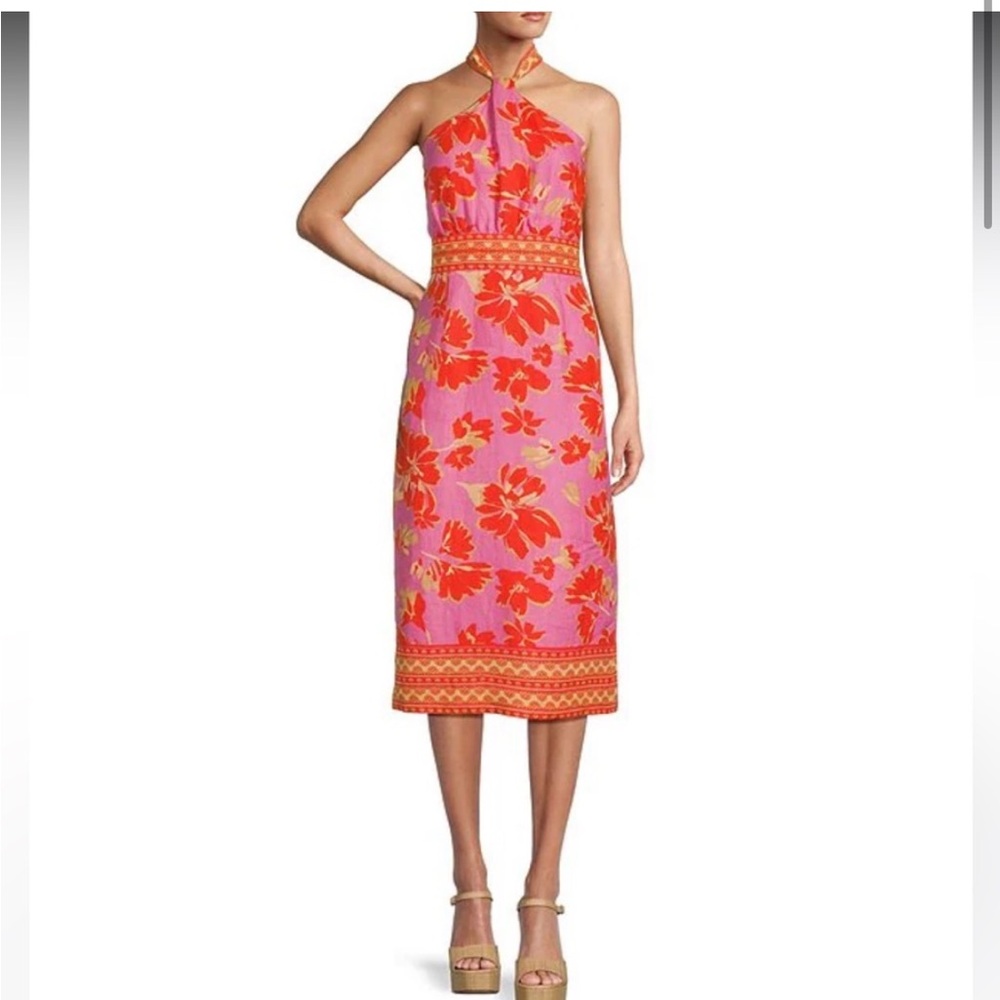 Antonio Melani Pink and Orange Halter Dress